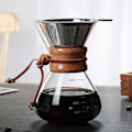 Miniatyrbild 5 av 8: Häll över kaffebryggare 400 ml dubbelskiktsfilter V-pip i trä