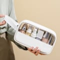 Miniatyrbild 4 av 5: 3-delars set portabel transparent vattentät multifunktionell förvaringsväska rutig dam tvättväska white