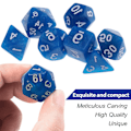 Miniatyrbild 5 av 8: DND Tärningar Polyhedrala Tärningsset, 7 st/set Blå Nebulosa Tärningar för Dungeon and Dragons, Pathfinder Rollspel Tärningsspel RPG (Vit Gravyr)