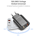 Miniatyrbild 3 av 8: Nästa generations snabbladdare, Power Delivery 30W väggadapter, överlägsna säkerhetsstandarder, infällbart kabelsystem för enkel användning, spänningsdisplay