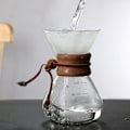 Miniatyrbild 1 av 8: Häll över kaffebryggare 400 ml dubbelskiktsfilter V-pip i trä