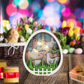 Miniatyrbild 3 av 7: Påsk Trä Ornament Hål Ut Kyckling String Lights Ägg