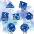 Miniatyrbild 3 av 8: DND Tärningar Polyhedrala Tärningsset, 7 st/set Blå Nebulosa Tärningar för Dungeon and Dragons, Pathfinder Rollspel Tärningsspel RPG (Vit Gravyr)