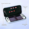 Miniatyrbild 3 av 5: Söt Switch-väska för Nintendo Switch OLED, Kawaii Hårdskaligt Bärbart Reseväska med 12 Spelkortplatser, Inre Skydd (Blå)