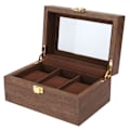 Miniatyrbild 1 av 5: Trä 3 Grid Watch Display Box Transparent fönster Watch förvaringsbox (svart valnöt färg)
