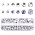 Miniatyrbild 1 av 4: 12st Rhinestone i olika storlekar i ask - Nageldekorationer Silver