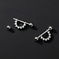 Miniatyrbild 8 av 8: Halvcirkelformade Triangel Geometric Hoop Örhängen Helix Brosk P White