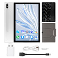 Miniatyrbild 2 av 8: 2 i 1 Tablet 10,1 Tum för Android 12 med Tangentbord 8-Kärnig CPU 8GB 256GB 5G WIFI Stöder Snabbladdning Tablet 100‑240V Vit EU-Kontakt