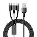 Miniatyrbild 1 av 5: Multi-laddare för USB-C, Micro-USB, iPhone - 1,2 m Svart
