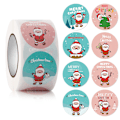 Miniatyrbild 1 av 5: Merry Christmas Background Stickers in roll , Round Size