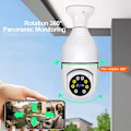 Miniatyrbild 7 av 8: Rörelsedetekterande Säkerhetskamera, Trådlös Wifi Glödlampskamera 1080P För 360 Graders Panoramisk Övervakning, Enkel Installation E27 Lamphållare Kompatibel,