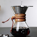 Miniatyrbild 6 av 8: Häll över kaffebryggare 400 ml dubbelskiktsfilter V-pip i trä