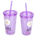 Miniatyrbild 7 av 8: Plast Smoothie Kopp med Sugrör Bärbar Isdryck Mugg för