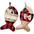 Miniatyrbild 1 av 6: Pet Christmas Stockings Set of 4 Burlap Plaid Stocking for Cat