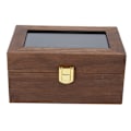 Miniatyrbild 2 av 5: Trä 3 Grid Watch Display Box Transparent fönster Watch förvaringsbox (svart valnöt färg)