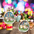Miniatyrbild 4 av 7: Påsk Trä Ornament Hål Ut Kyckling String Lights Ägg