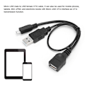 Miniatyrbild 1 av 6: Micro USB Datakabel med Strömförsörjning Host OTG-kabel Micro USB Adapter Y Strömsplitter Svart