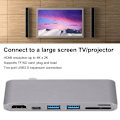 Miniatyrbild 3 av 4: 6-i-1 Hub Adapter Typ-C till HDMI 4K x 2K 1080P USB3.0 SD/TF-kort för Macbook Adapter
