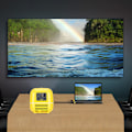 Miniatyrbild 3 av 7: L1 Mini Portabel Projektor 100‑240V Gul 2000 LM Upplösning 480x320P Stereohögtalare US-kontakt