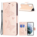 Miniatyrbild 1 av 5: Butterfly läder Samsung Galaxy S21 FE fodral - Rosa Rosa