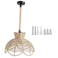 Miniatyrbild 2 av 2: Vävd Rattan Taklampa, Utsökt Boho-stil Handgjord Lampskärm för Naturligt Kustnära Boende