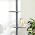 Miniatyrbild 5 av 6: Rootz skrapstolpe - Högt i tak - Justerbar i höjdled - Kattträd - Klätterträd för katter med 3 nivåer - Kattskrapstolpe - Lekträd från golv