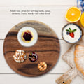 Miniatyrbild 7 av 8: Elegant rund matbricka snacks sushi serveringsfat i trä