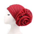 Miniatyrbild 2 av 2: Dammode ljus siden stort blommigt turbanhatt retro turban red