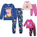Miniatyrbild 3 av 4: 4-8 år Barn Pojkar Flickor Peppa Pig Långärmad Topp och Byxor Pyjamas Set Barn Sovkläder Outfit C 120cm