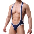 Miniatyrbild 1 av 4: Overall för män Sexig underkläder Jockstrap Singlet Bodysuit Royal blue 2XL