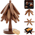 Pikkukuva 1 / 5: Puiset puu-lasinaluset, puiset eristysmatot, pinottavat puu-lasinaluset, puinen pannunalunen Walnut Wood -3 pieces