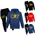 Miniatyrbild 3 av 5: Cristiano Ronaldo CR7 Barn Hoodie Kläder Byxor Sport Träningsoverall Outfits Set Red 140cm