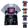 Miniatyrbild 3 av 5: Skibidi Toalett TV Man Barn 3D Tryck T-Shirt Pojke Flicka Sommar Kortärmad Tee Topp B 9-10 Years