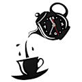 Miniatyrbild 3 av 5: Diy Akryl Kaffe Kopp Tekanna 3d Väggklocka Kök Väggklockor Black