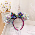 Miniatyrbillede 2 af 5: Disney Minnie Mouse Ører Sløjfe Regnbue Konfetti Paillet Hårbøjle