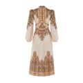 Miniatyrbillede 2 af 5: NATURA MIDI-KJOLE MED KNAPPER 2025 Forår Ny Dame Mode Temperament Retro Stående Hals 4/3 Ærmer Enkeltknappet Lang Damekjole 2XL