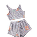 Miniatyrbillede 1 af 3: Spooky Vest Pyjamasæt, Halloween Print til Kvinder, Selvlysende Pyjamassæt Light Grey M