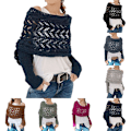 Miniatyrbillede 3 af 5: Strikkede sweatertoppe til kvinder, tørklæder, elegant modetørklæde med ærmer, efterår, vinter, varmt udendørs Army Green