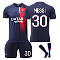 Miniatyrbild 1 av 2: #30 MESSI Fotbollströja Barn Pojkar T-shirt Shorts Strumpor Jersey Sommar Träningsdräkt Set 18