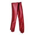 Miniatyrbillede 2 af 2: Lang læderhandsker til kvinder, moderigtige retro trendy handsker red 40cm