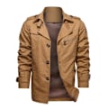 Miniatyrbild 1 av 4: Vårför höst Trenchcoat Herrjackor Casual Ytterkläder Vindjacka Slank Krage Kavajer Khaki 4XL