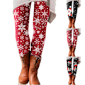 Miniatyrbild 2 av 4: Kvinnors Skinny Byxor Vinter Varma Jul Tomte Print Legging Byxor C L