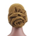 Miniatyrbild 3 av 4: Dammode ljus siden stort blommigt turbanhatt retro turban Golden