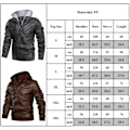 Miniatyrbilde 2 av 2: Herrejakke i skinn, motorsykkel, slim fit, hette PU-jakke, høst vinter, fritid, vindtett, herreklær, avtakbar hatt Black M