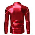 Pikkukuva 2 / 4: Miesten Vintage Metallinhohtoinen Paljetti 70-luvun 80-luvun Disco Pitkähihainen Napitettava Paita Slim Red M