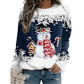 Miniatyrbilde 1 av 6: Julegenser Dame Jule T-skjorte Snømann Trykk Bluse Pullover Tee A M