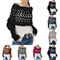 Miniatyrbillede 4 af 5: Strikkede sweatertoppe til kvinder, tørklæder, elegant modetørklæde med ærmer, efterår, vinter, varmt udendørs Rose Red
