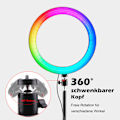 Miniatyrbillede 4 af 5: [3-dages forsendelse] Letvægts 10 tommer ringlampe til skrivebord med 2 stativer - 18 RGB farve dæmpbar selfie ringlampe m/ fjernbetjening, højdejusterbar, til TK