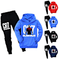 Miniatyrbild 2 av 6: Cristiano Ronaldo CR7 Barn Sport Träningsdräkt Långärmad Huvtröja Sweatpants Casual Outfits Red 140cm