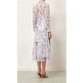 Miniatyrbillede 4 af 5: NATURA TUBULAR MIDI Kjole 2025 Sommer Dame Mode Temperament Retro Stående Hals Slips Flare Ærmer Dame Lang Kjole M